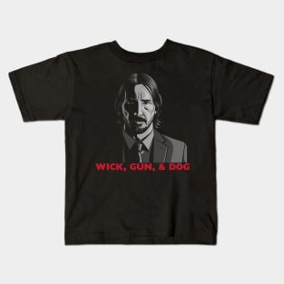 Wick, Gun, and Dog Kids T-Shirt